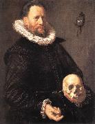 HALS, Frans Portrait of a Man Holding a Skull s Sweden oil painting reproduction
